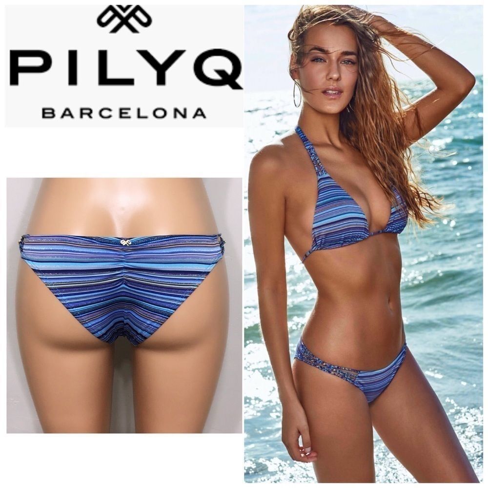 PILYQ Tahiti Braided full bikini bottoms. Large. NWT